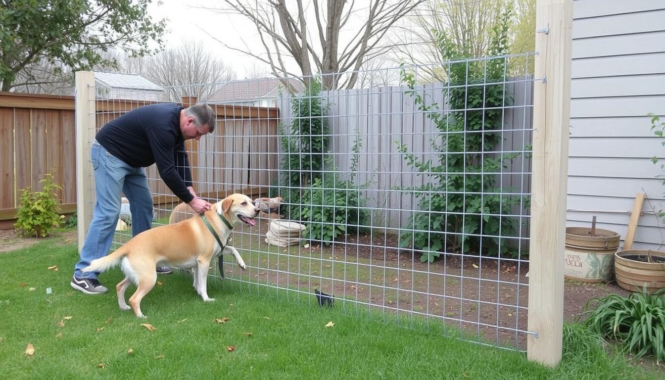 Chicken wire dog fence installation