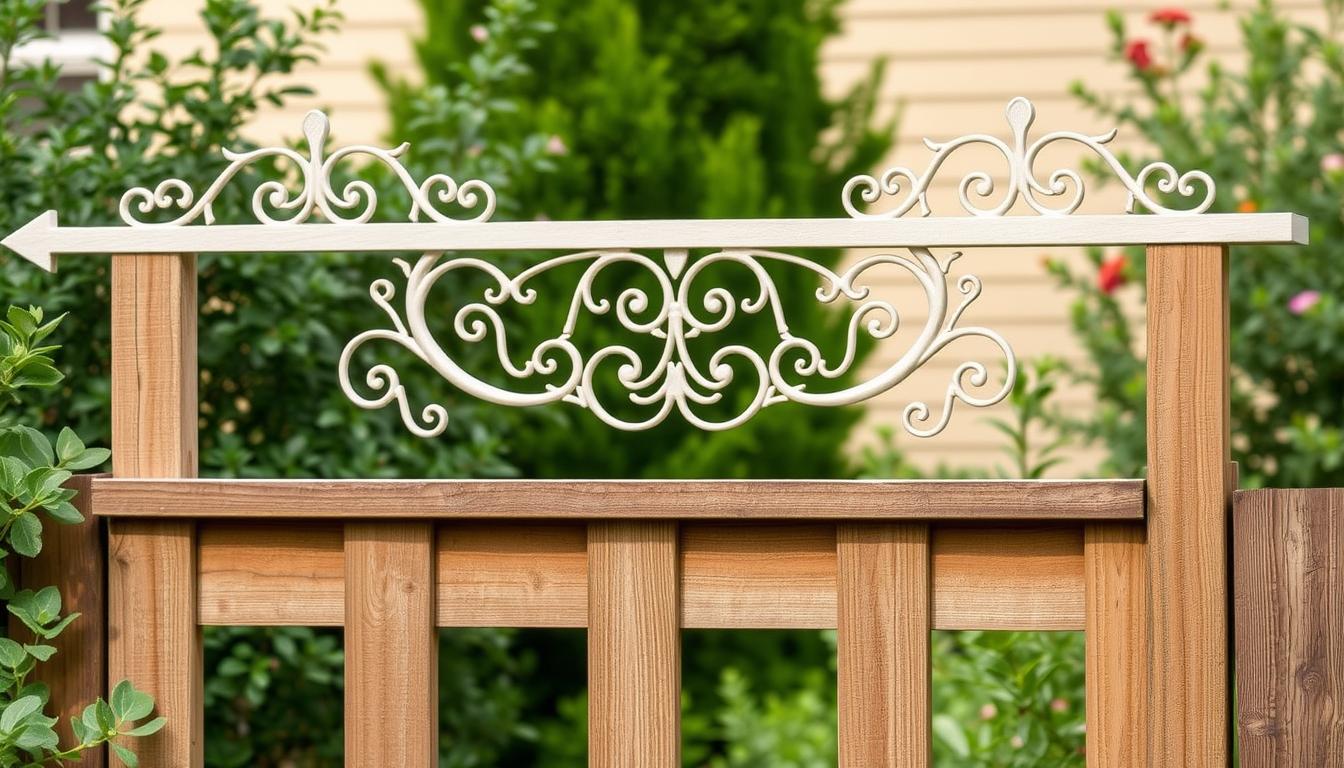 Image of a trellis topper installed on a wooden fence