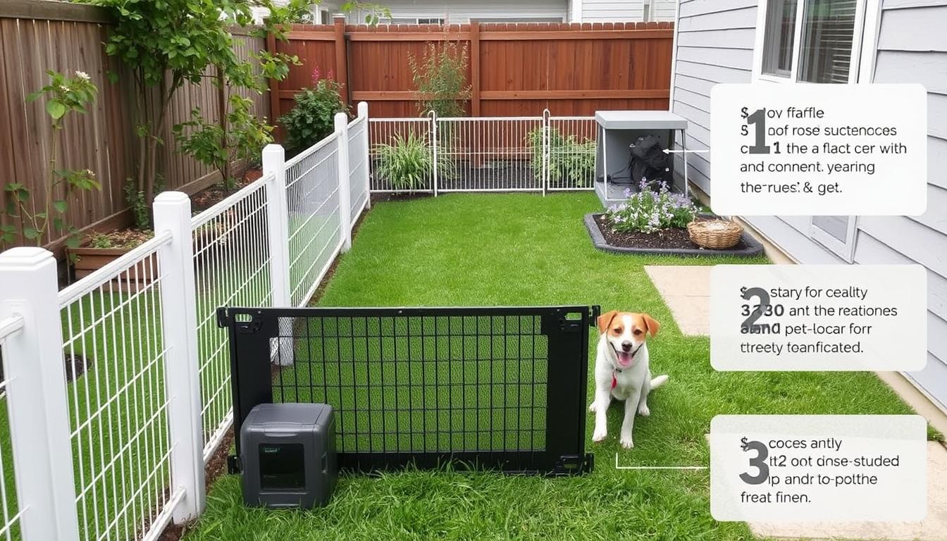 Image of PetSafe Wireless Pet Fence system installed in a small yard.
