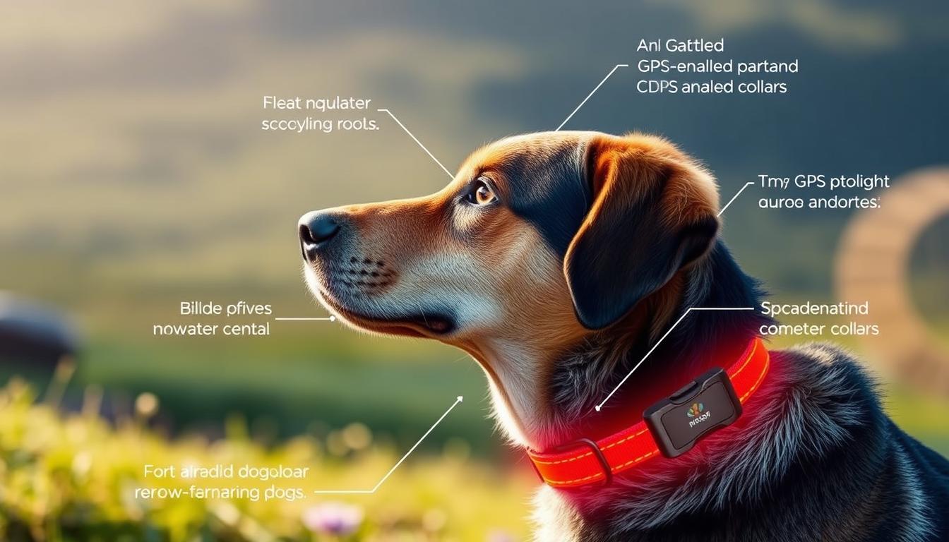Image of a dog wearing a GPS-enabled collar