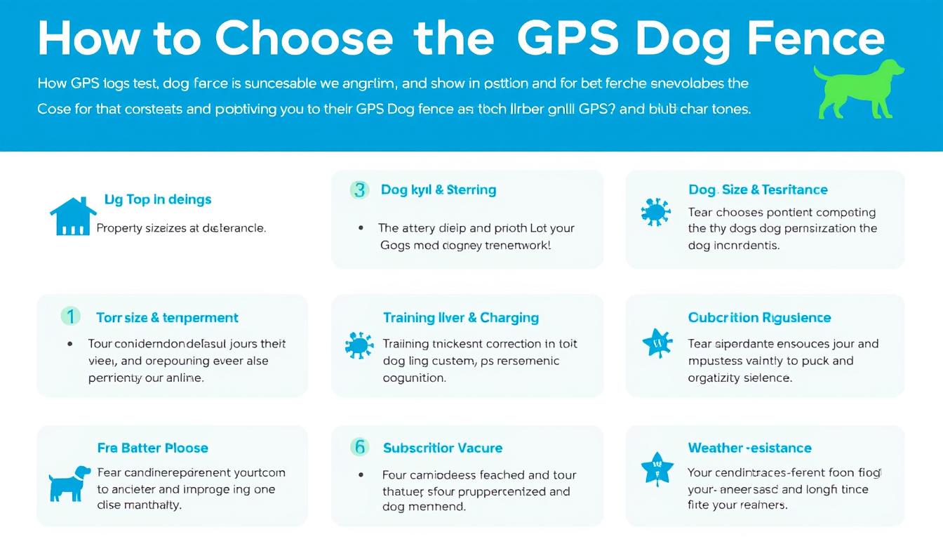 Infographic showing key factors to consider when choosing a GPS dog fence Infographic showing key factors to consider when choosing a GPS dog fence