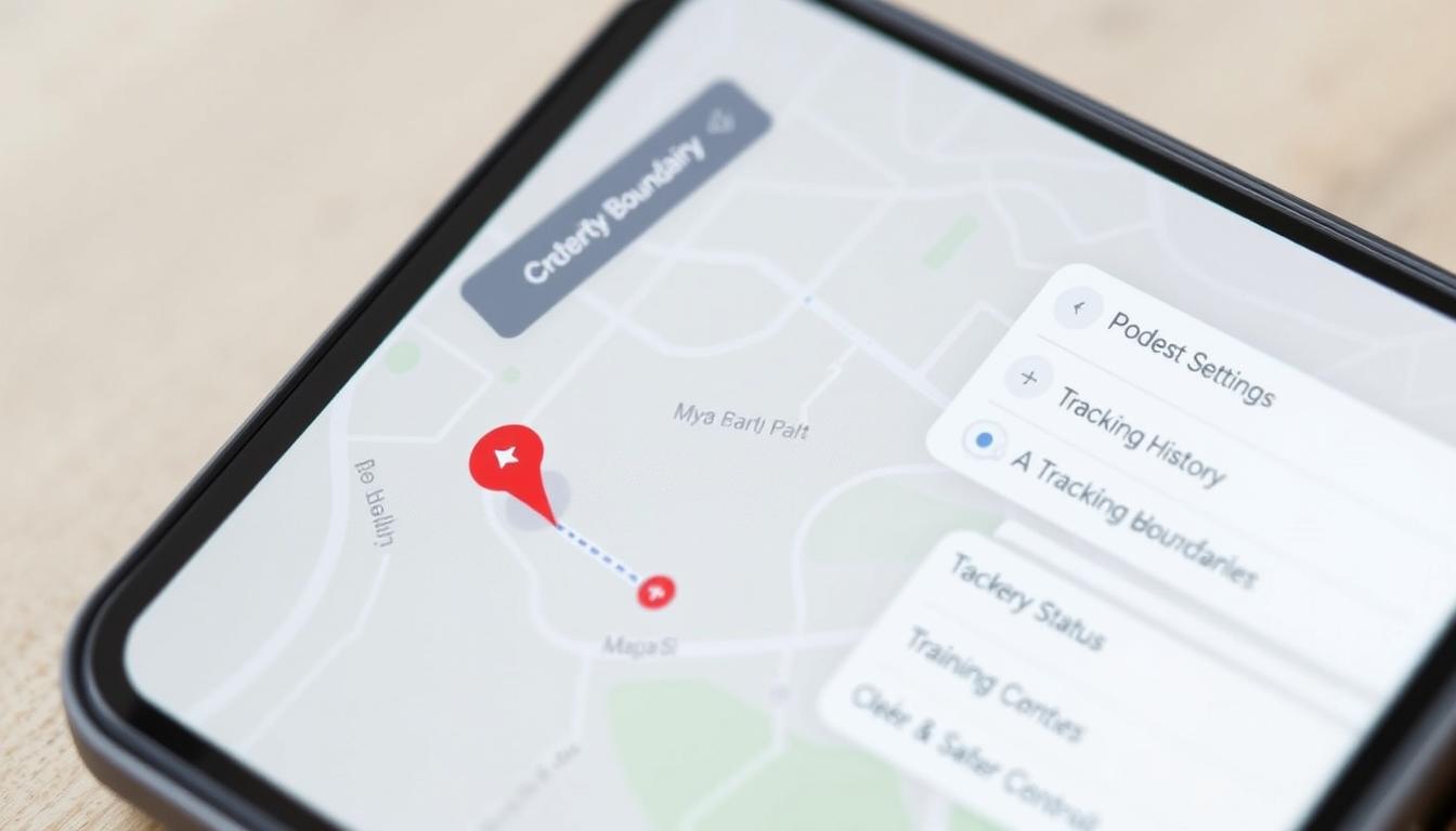 Smartphone app interface for the Upgraded GPS Dog Fence showing boundary creation and tracking features Smartphone app interface for the Upgraded GPS Dog Fence showing boundary creation and tracking features