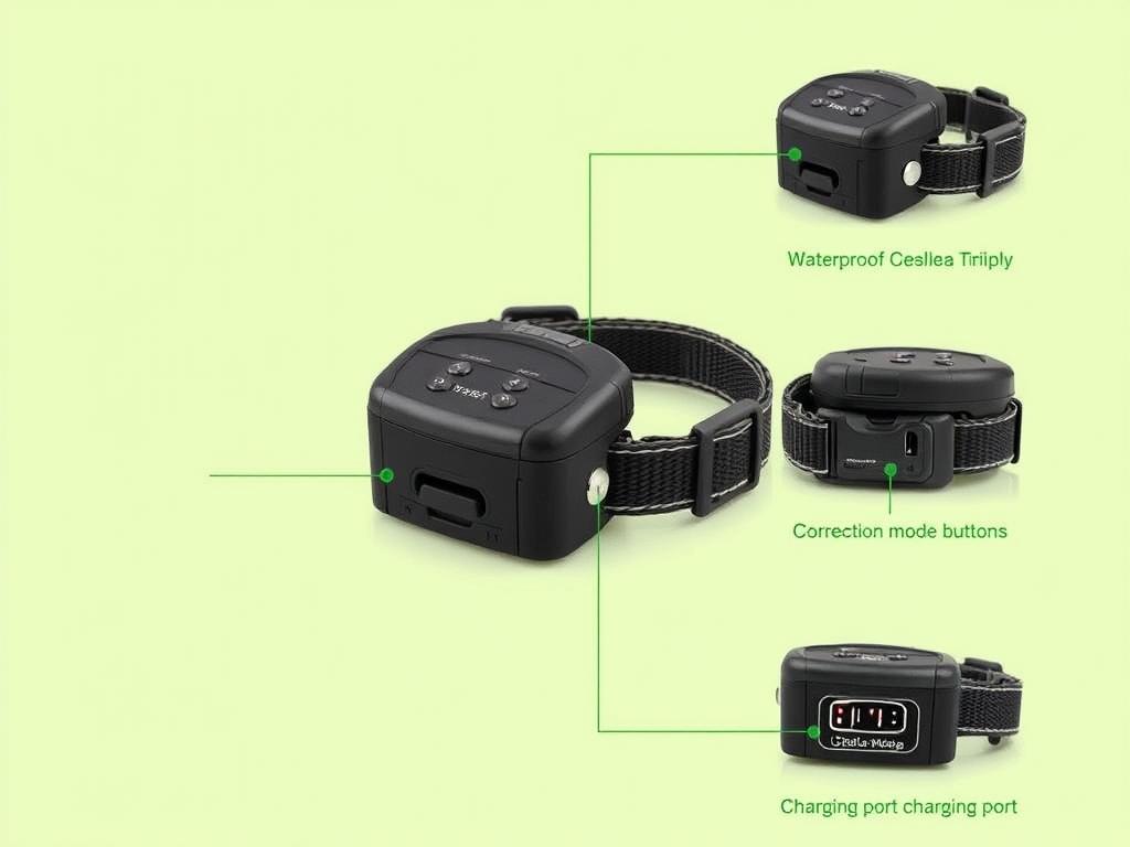 TTPet GPS Wireless Dog Fence collar showing waterproof design and correction modes TTPet GPS Wireless Dog Fence collar showing waterproof design and correction modes