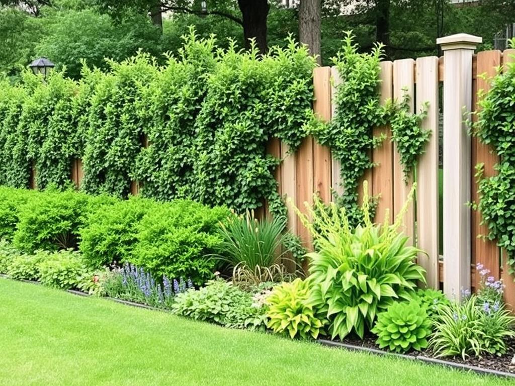 Bushes planted along fence line to prevent dogs from gaining jumping momentum Bushes planted along fence line to prevent dogs from gaining jumping momentum