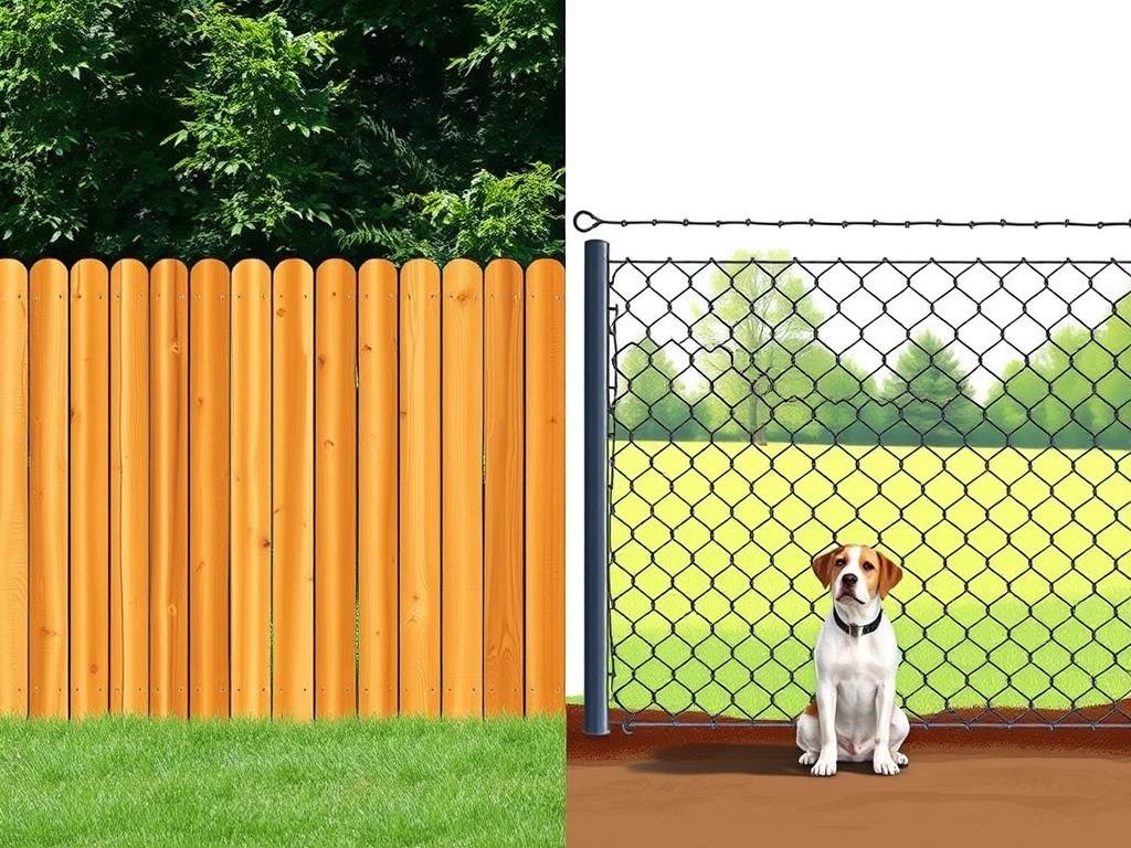 Comparison of solid privacy fence versus chain link fence for stopping dogs from jumping Comparison of solid privacy fence versus chain link fence for stopping dogs from jumping