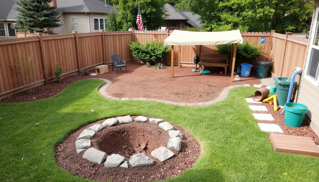 Dog-friendly backyard with designated play area Dog-friendly backyard with designated play area