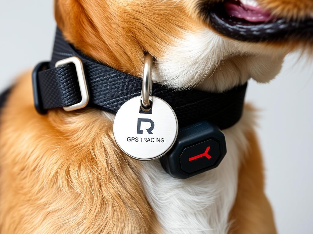 Dog wearing ID tag and GPS collar Dog wearing ID tag and GPS collar
