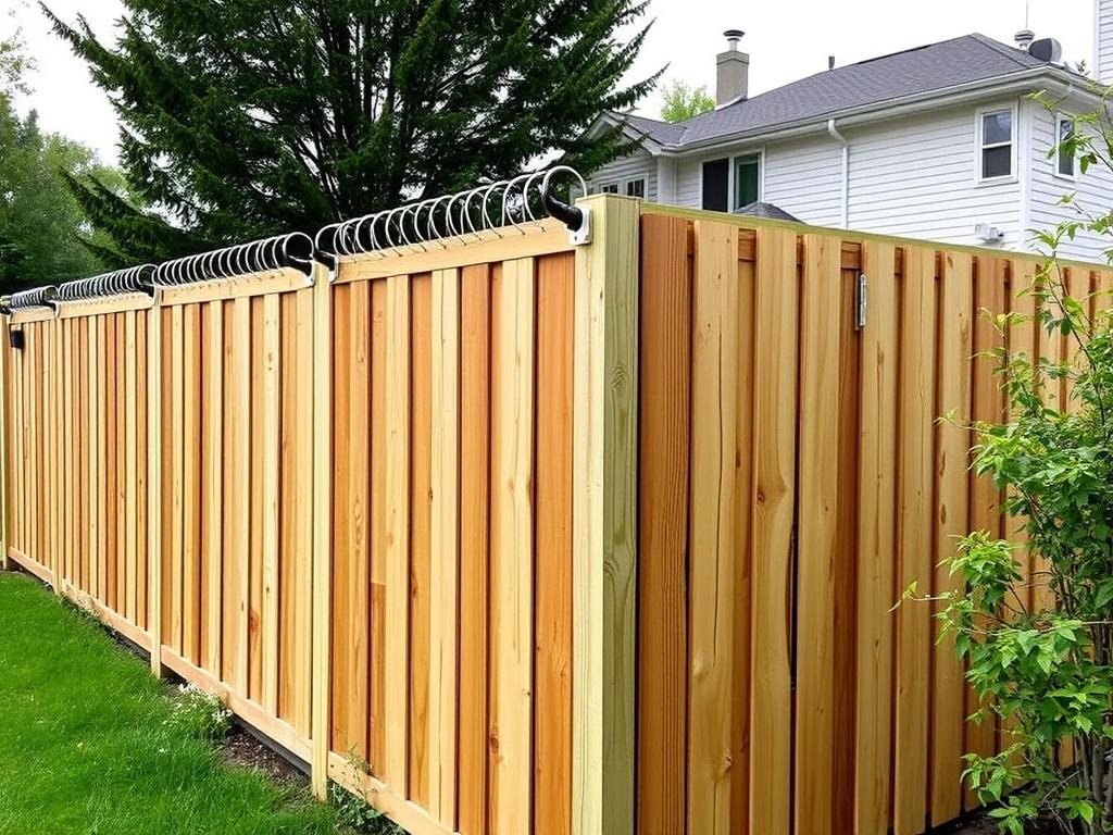 Secure dog fence with coyote roller on top Secure dog fence with coyote roller on top