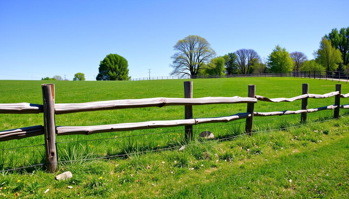 Traditional wooden split rail fence surrounding a country property Traditional wooden split rail fence surrounding a country property