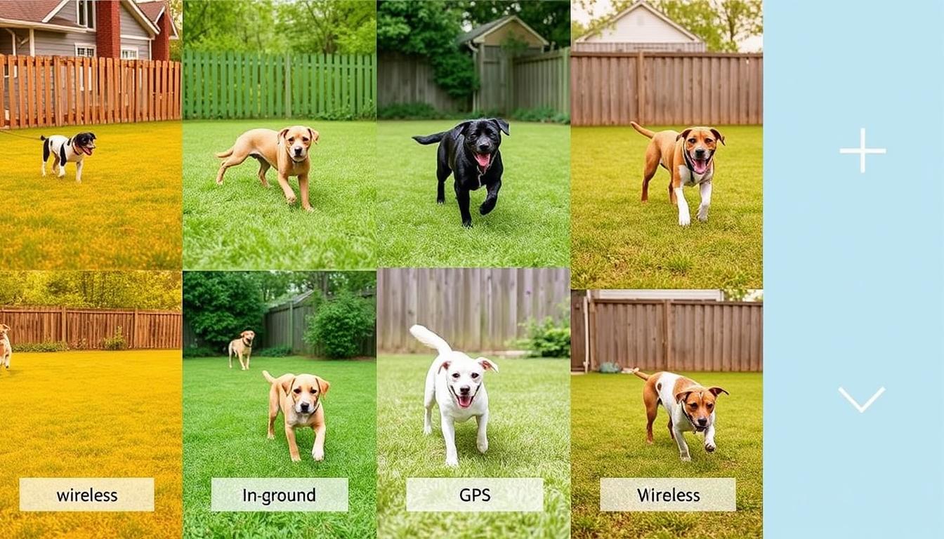 Visual comparison of different dog fence safety systems in use