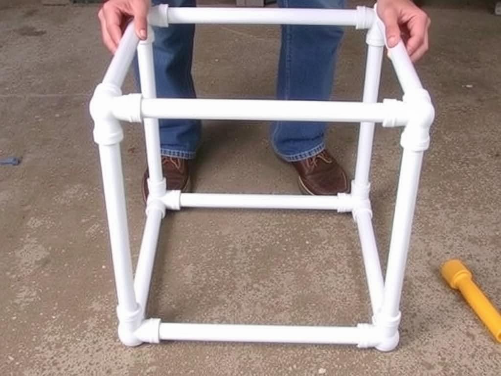 Assembling the PVC pipe frame for the puppy pen Assembling the PVC pipe frame for the puppy pen
