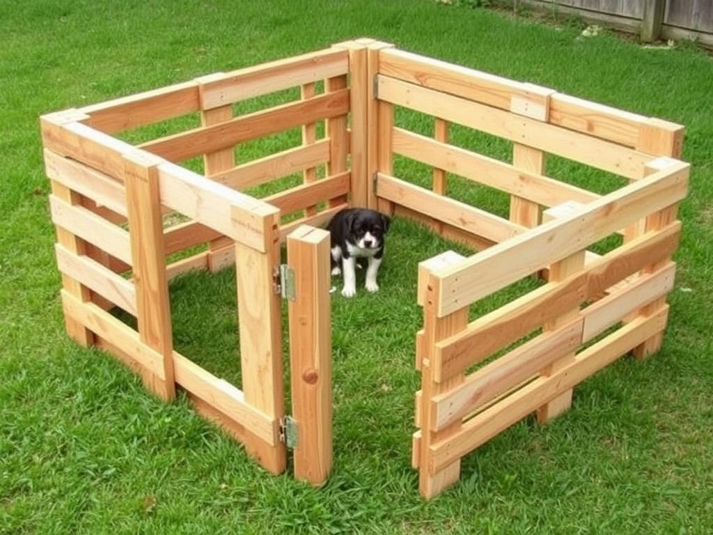 DIY outdoor puppy pen made from repurposed wooden pallets DIY outdoor puppy pen made from repurposed wooden pallets