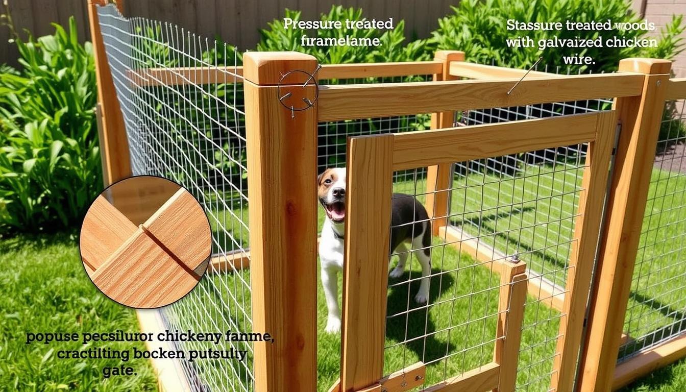 DIY outdoor puppy pen with wooden frame and chicken wire DIY outdoor puppy pen with wooden frame and chicken wire
