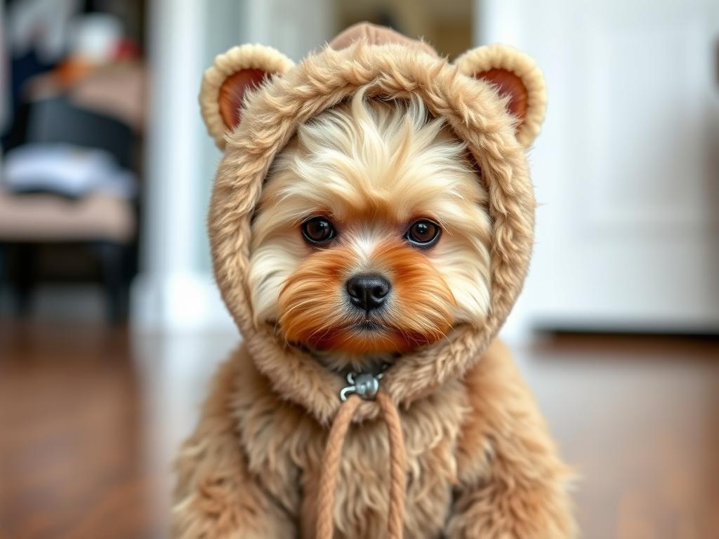 Dog dressed as Ewok from Star Wars Dog dressed as Ewok from Star Wars