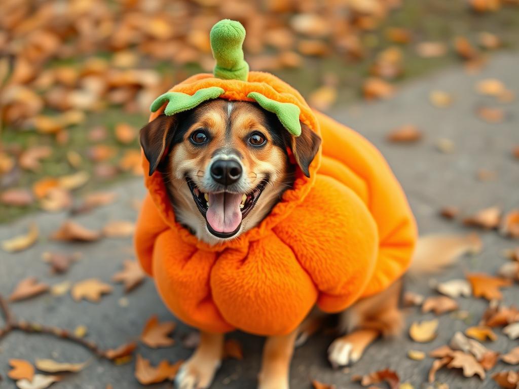 Dog dressed as a pumpkin for Halloween Dog dressed as a pumpkin for Halloween