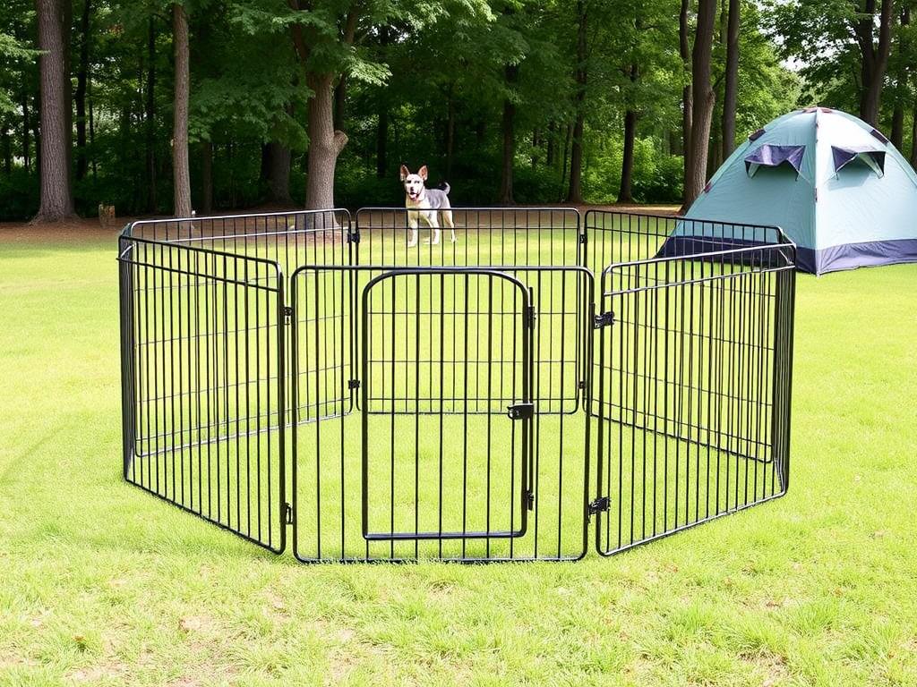 BestPet Dog Playpen with 8 panels set up outdoors