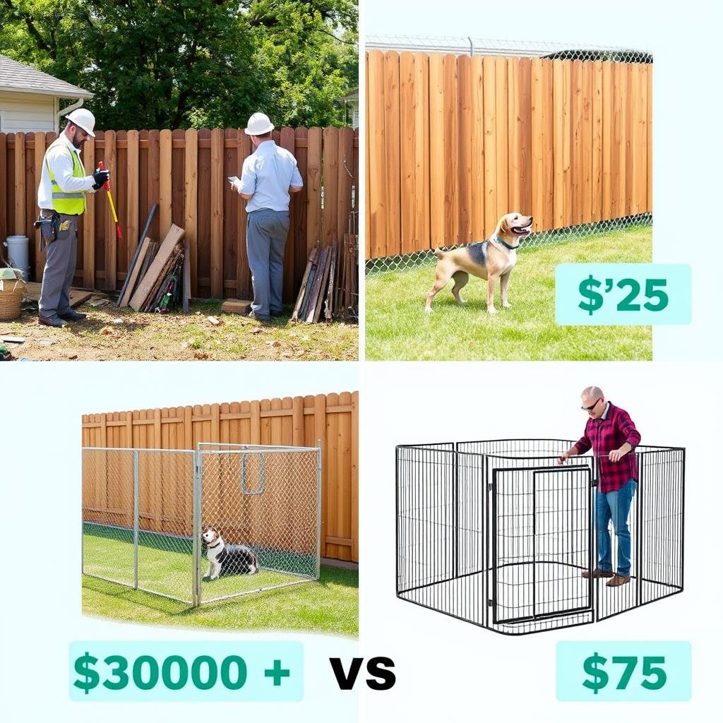Comparison of traditional fence installation vs portable affordable dog fence