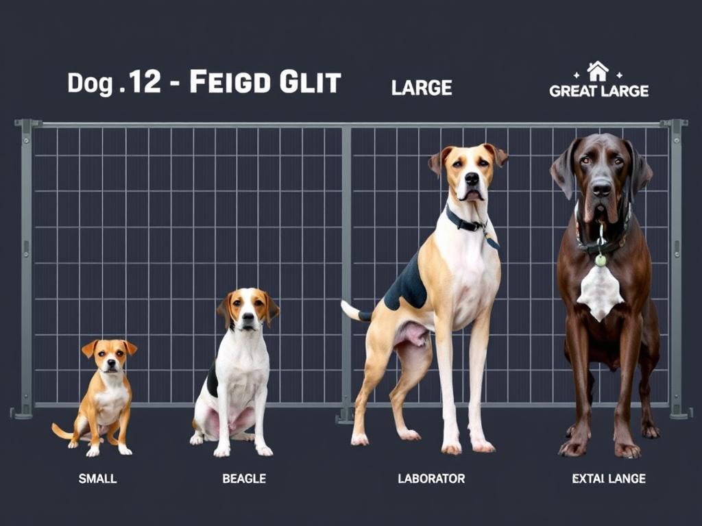 Different dog breeds next to appropriate fence types