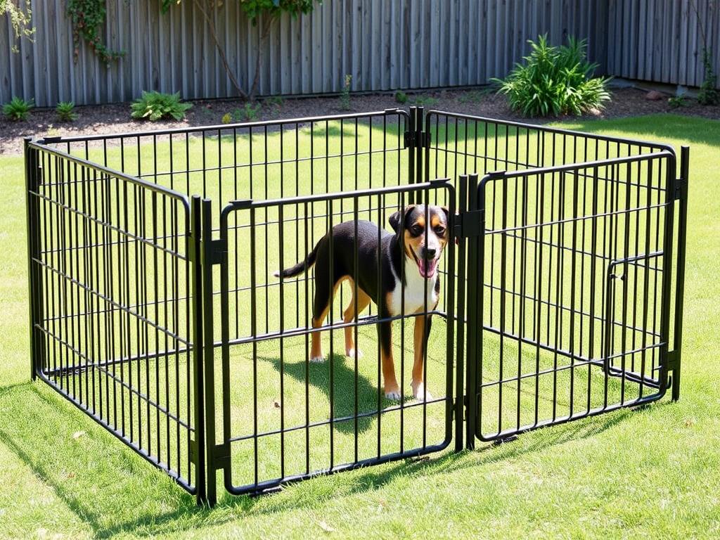 FXW Rollick Dog Playpen set up in a backyard