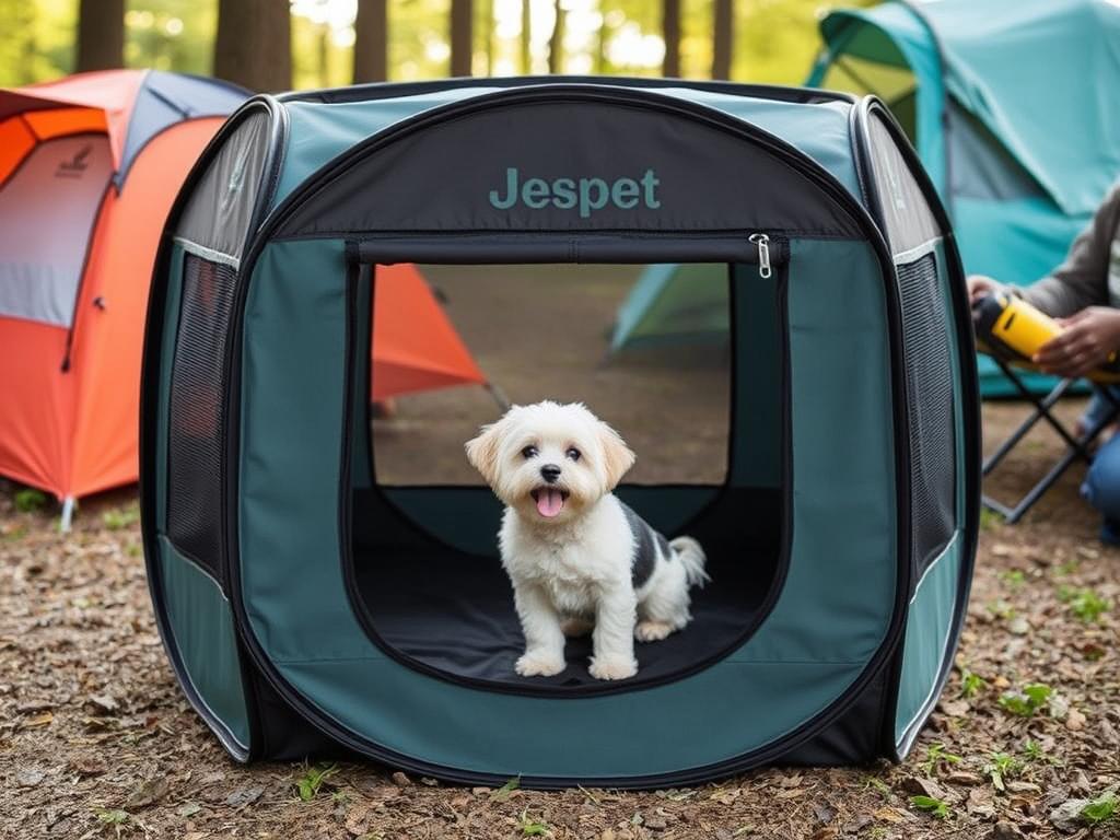 Jespet Portable Fabric Pet Playpen showing easy assembly